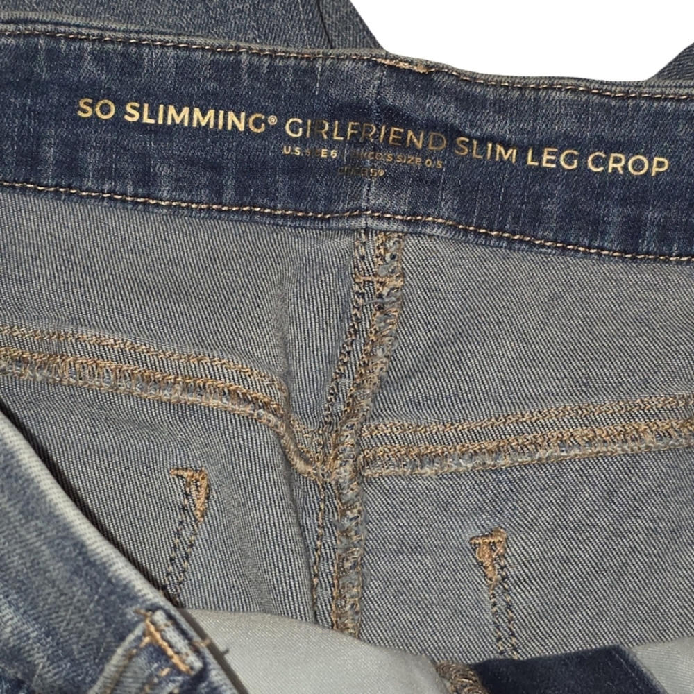 Chico's‎ Stylish Blue Embellished Rhinestone Cropped Women's Jeans Size 6 .5 - Picture 6 of 10